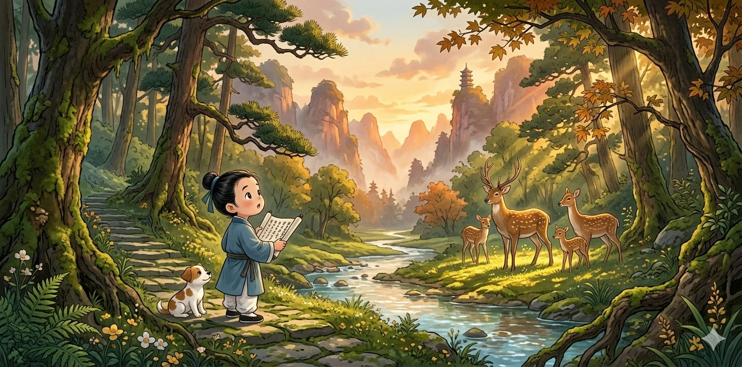 鹿柴 — Deer Forest illustration
