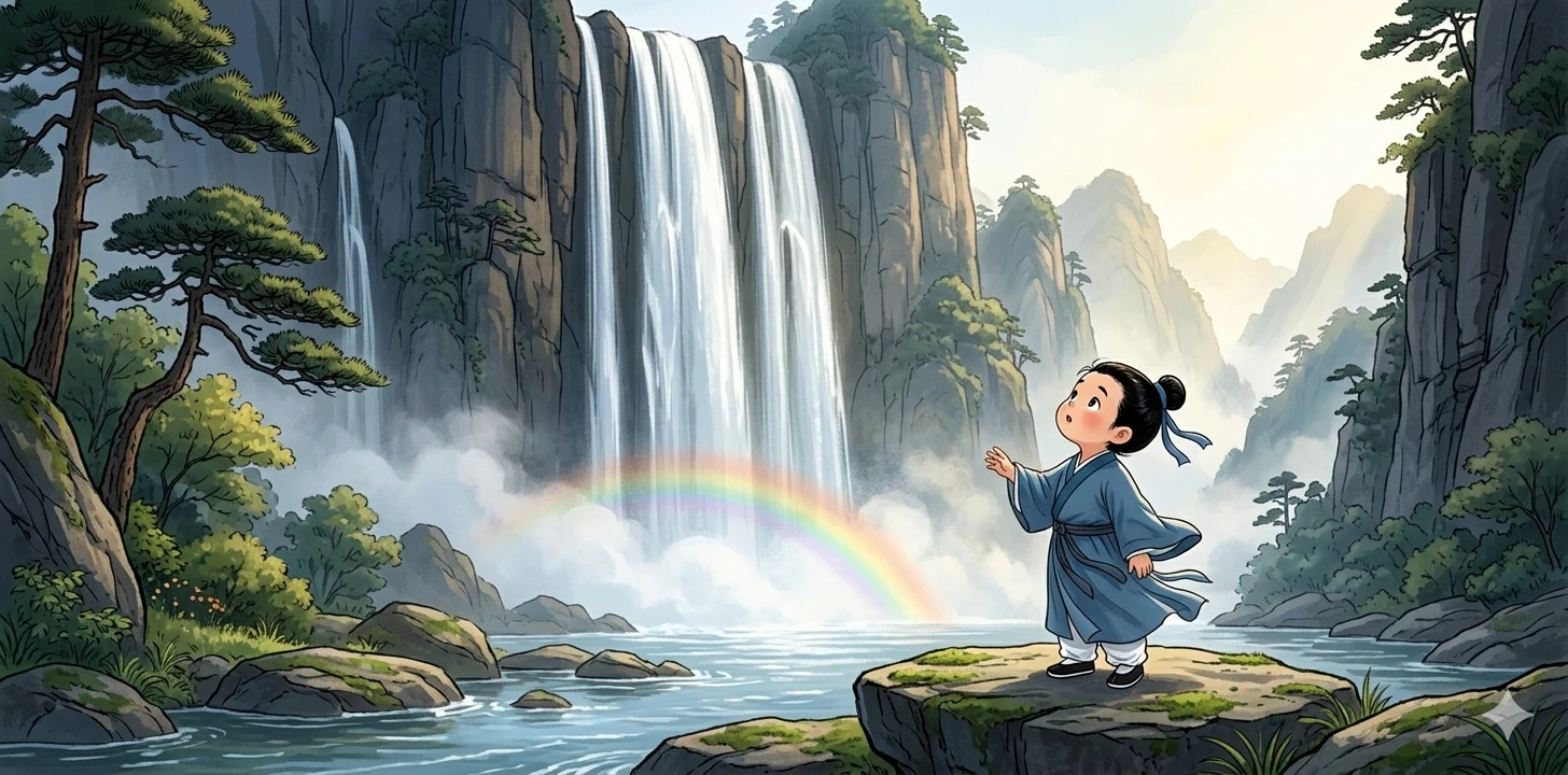 望庐山瀑布 — The Waterfall on Mount Lu illustration