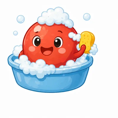 皮球要洗澡 — Chinese nursery rhyme illustration