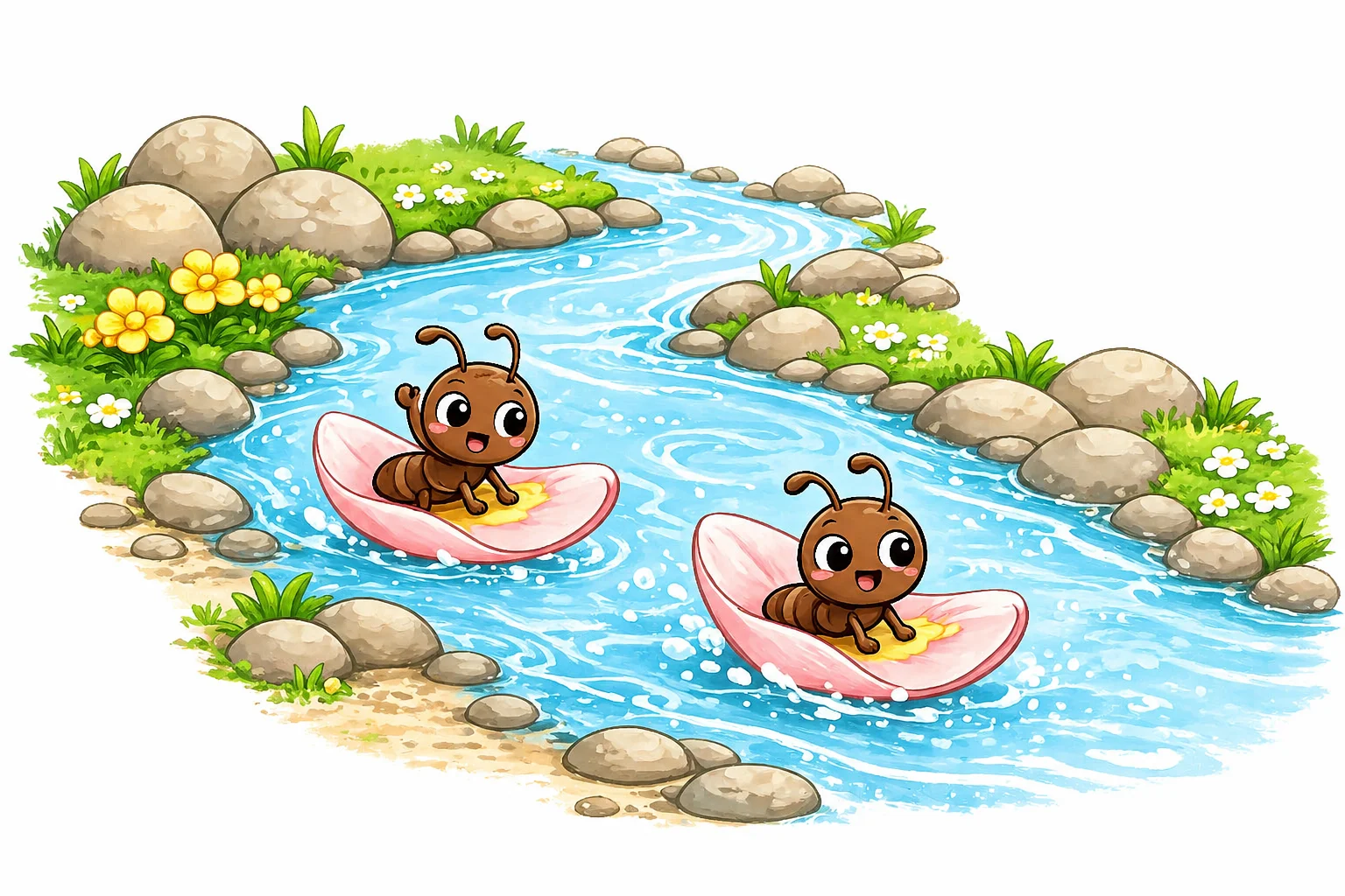 碰碰船 — Chinese nursery rhyme illustration