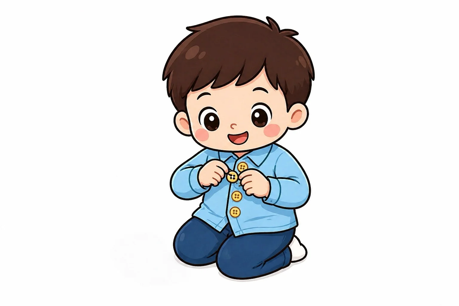 扣纽扣 — Chinese nursery rhyme illustration