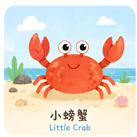 小螃蟹 — Chinese nursery rhyme illustration