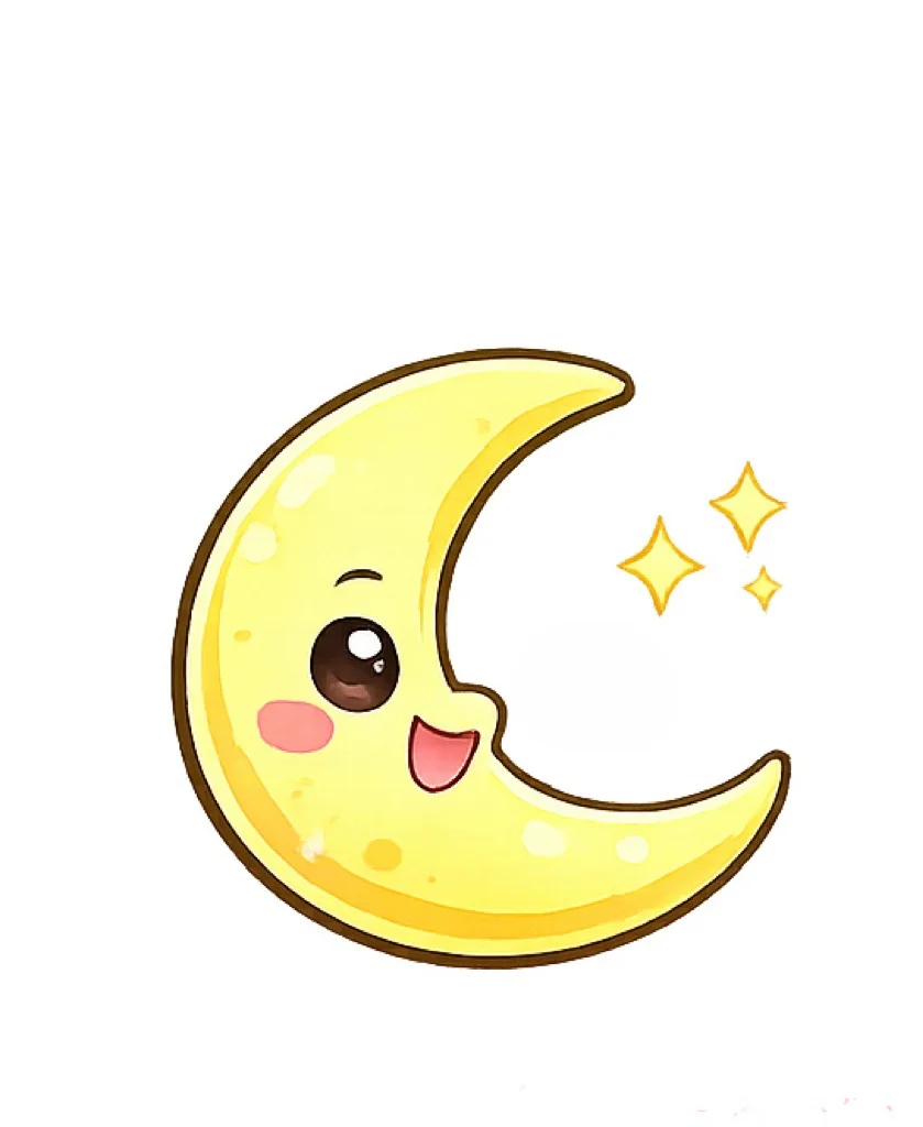 月亮弯弯 — Chinese nursery rhyme illustration