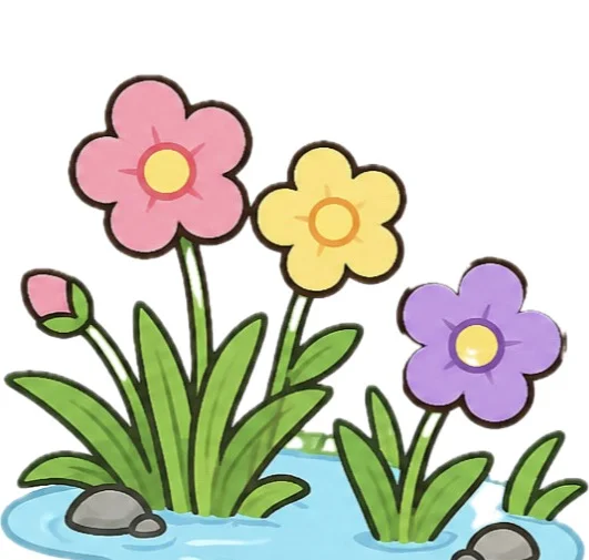 小河的花儿 — Chinese nursery rhyme illustration