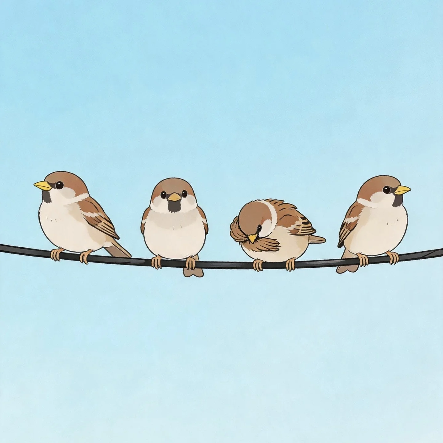 小麻雀 — Chinese nursery rhyme illustration