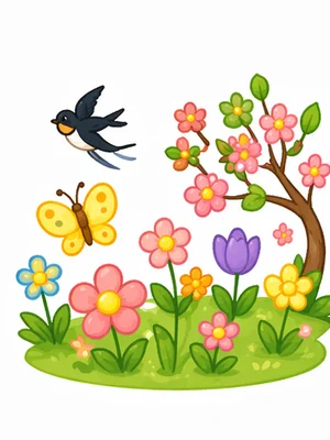 接春天 — Chinese nursery rhyme illustration