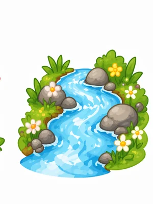 小河流 — Chinese nursery rhyme illustration